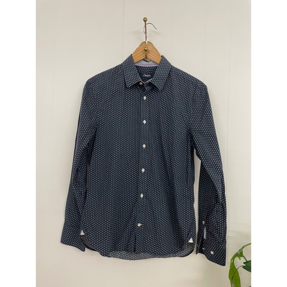 Chevignon Other - Chevignon Mens Slim Fit Navy Blue Cross Print Long Sleeve Button Down Shirt S